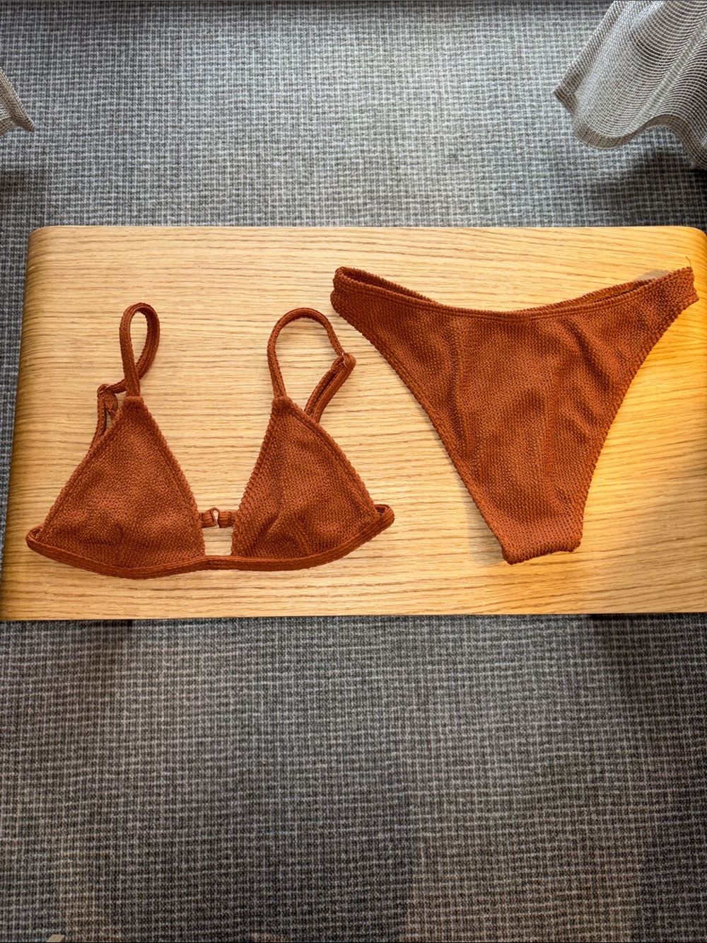 Good American Ribbed Bikini Set in Rust